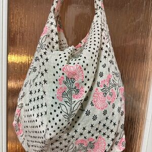 Free People Floral Pink and Black Hobo Bag